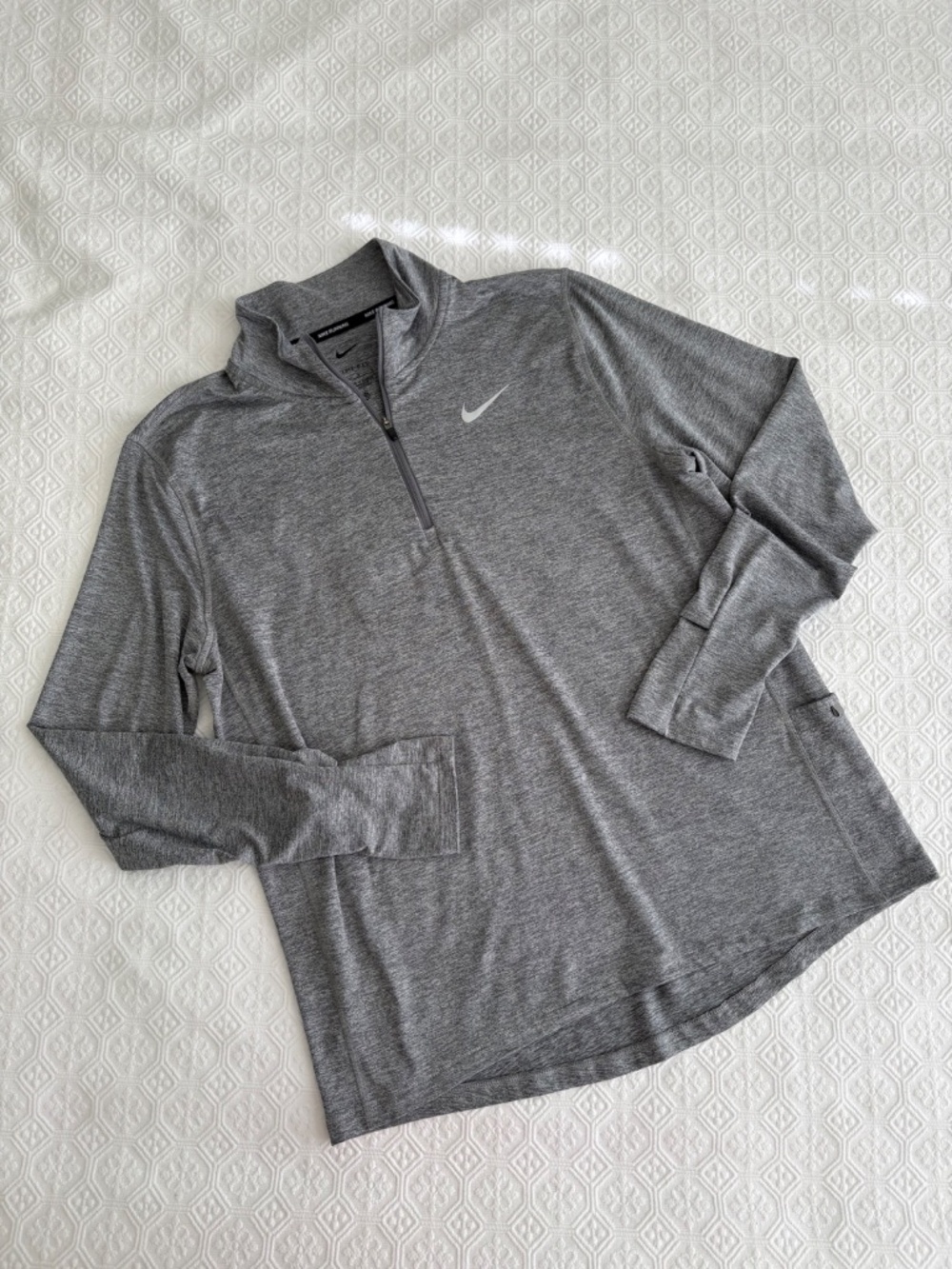 Nike Women's Dri-FIT Quarter-Zip Running Pullover HeatherGreen Thumbholes Size L